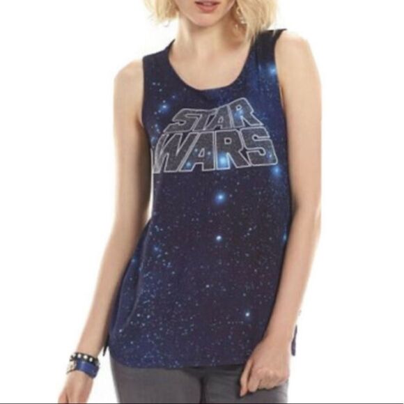 Rock and Republic Star Wars Glitter Tank Top Blue - Picture 12 of 12